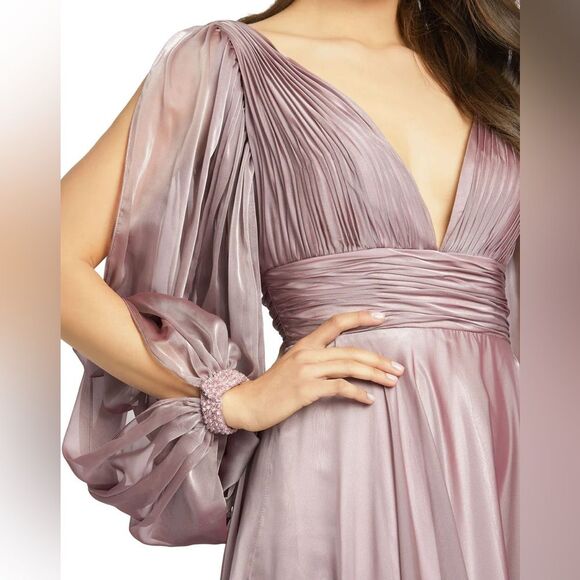 Mac Duggal | 67414 Chiffon Open Sleeve A Line Gown Size 2 NEW - Picture 5 of 13